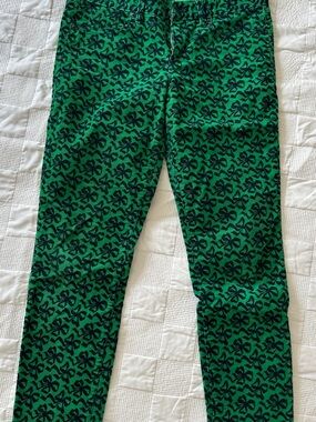 JCrew Women’s Green Patterned Stretch Corduroy Pants